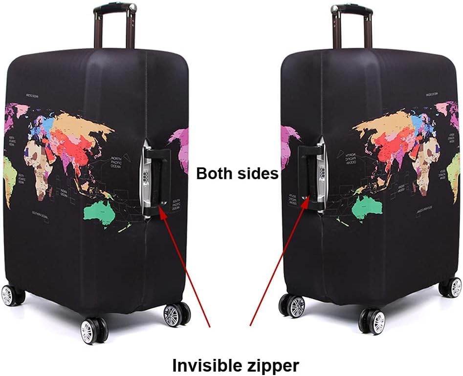 MosaiRudo Thicker Luggage Cover Elastic Suitcase Cover Protector Fits 18-32 Inch Suitcase Travel Accessories (Travel-4, XL)