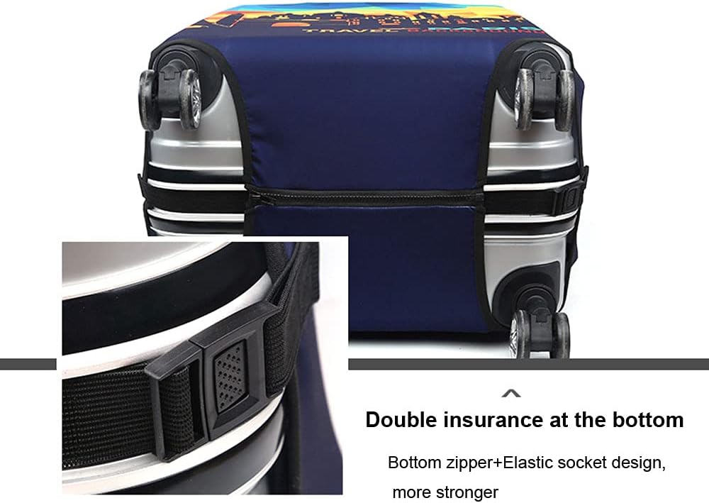 MosaiRudo Thicker Luggage Cover Elastic Suitcase Cover Protector Fits 18-32 Inch Suitcase Travel Accessories (Rainforest, L)