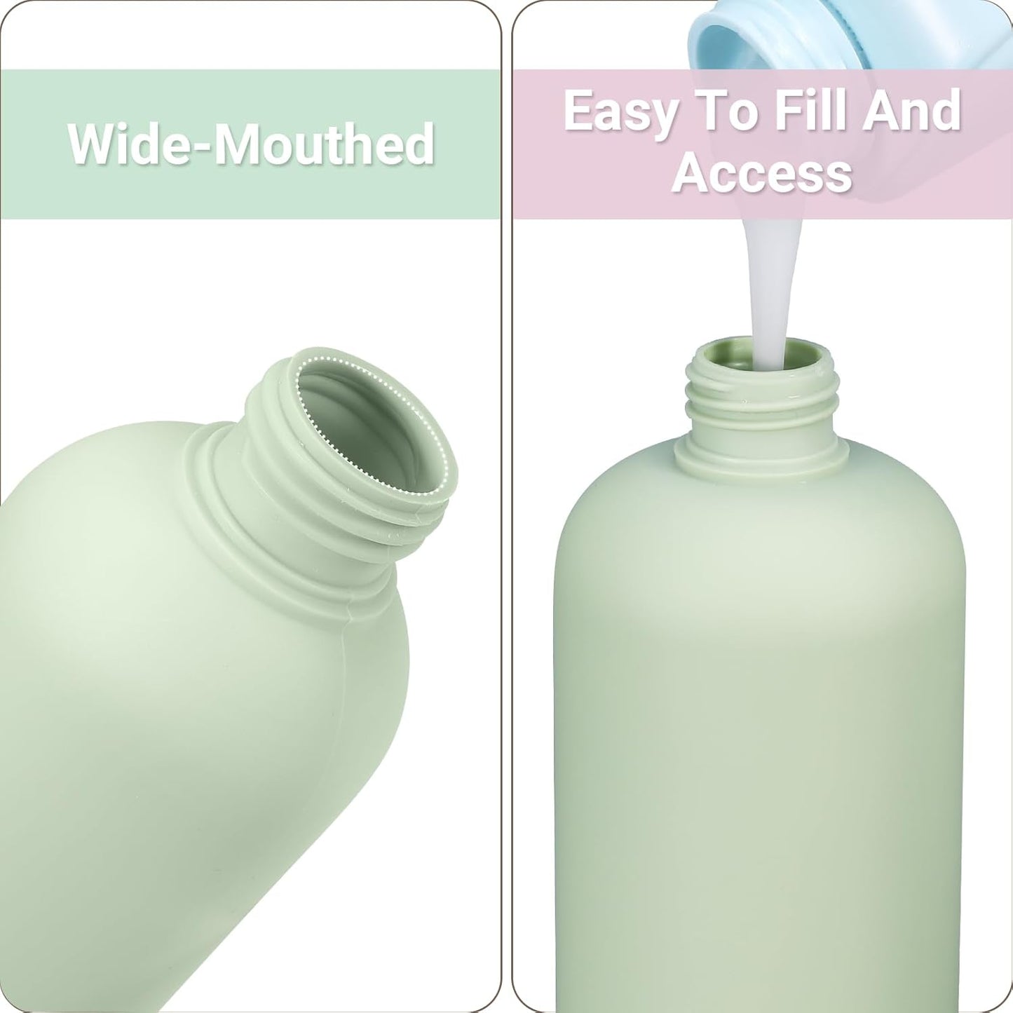 ASEVAT3.4oz 3Pcs Green Plastic Refillable Travel Shampoo and Conditioner Bottles Plastic Refillable Travel Shampoo Bottles with Flip Cap Shampoo and Conditioner Dispenser