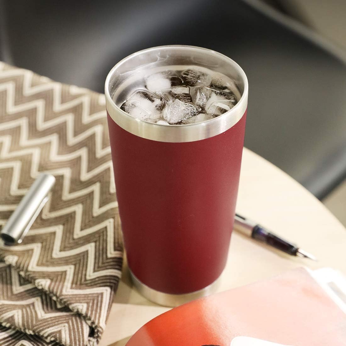 DOMICARE 20oz Stainless Steel Tumbler Bulk with Lid, Double Wall Vacuum Insulated Travel Mug, Powder Coated Coffee Cup (Powder Red, 8)