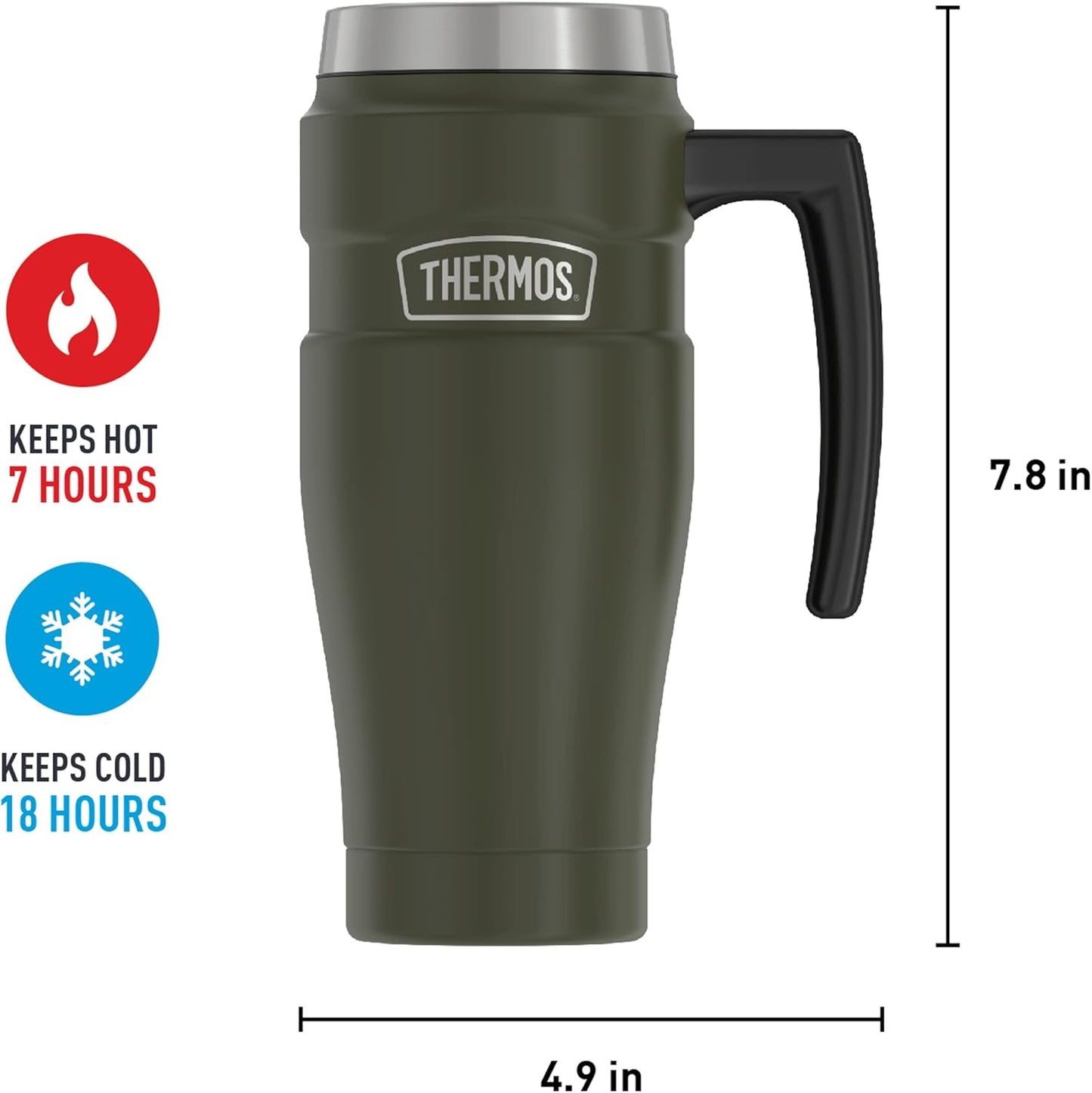 THERMOS Stainless King Vacuum-Insulated Travel Mug, 16 Ounce, Army Green