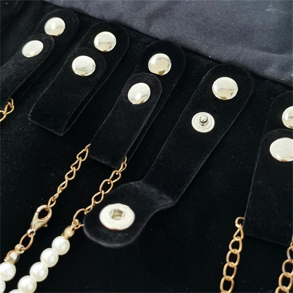 Velvet Travel Jewelry Case Roll Bag Organizer for Necklace Bracelet Earrings Ring (Black) (Black(6+2+4+2)