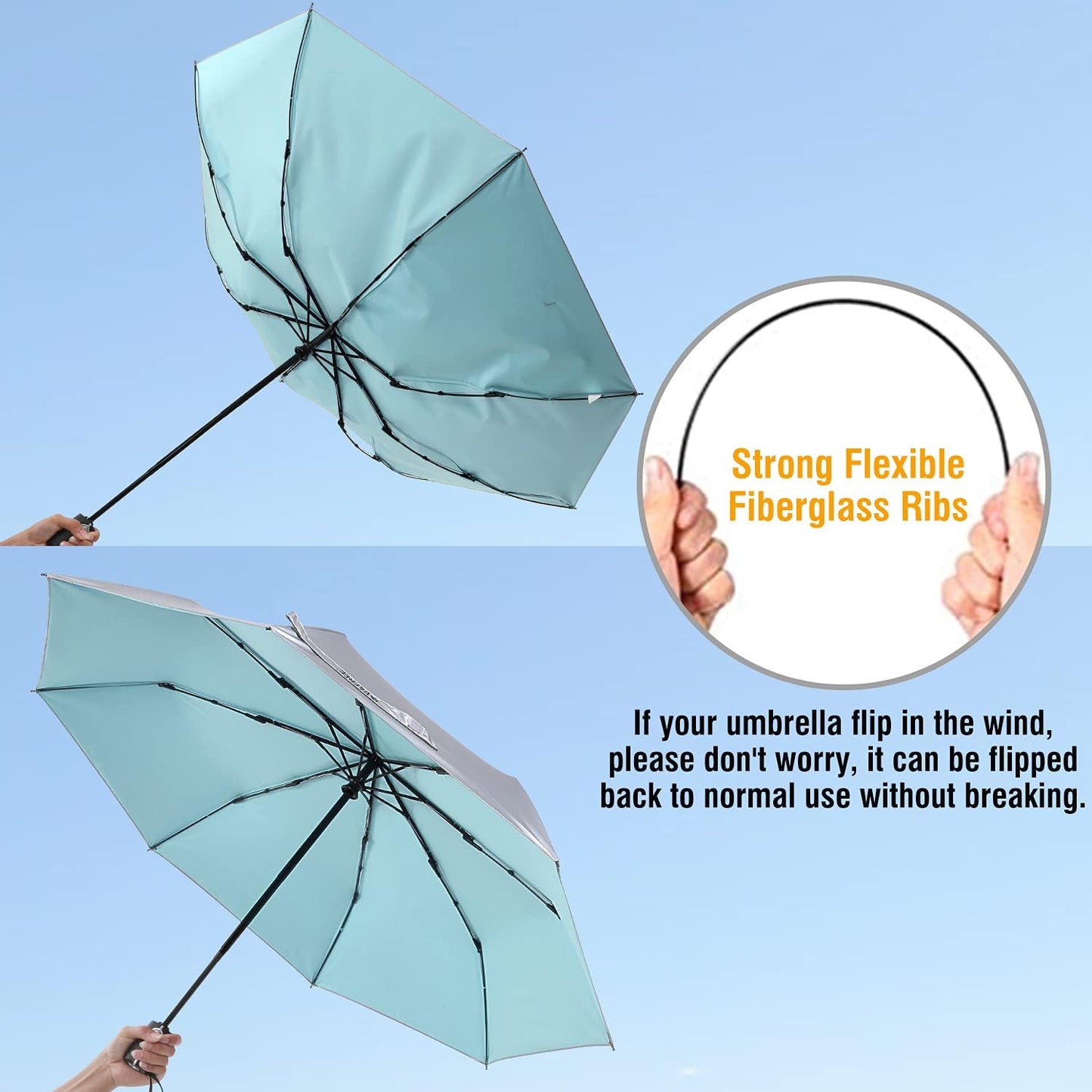 G4Free UPF 50+ UV Protection Large Travel Umbrella 42/46 Inch Auto Open Close Windproof Sun Blocking Umbrella