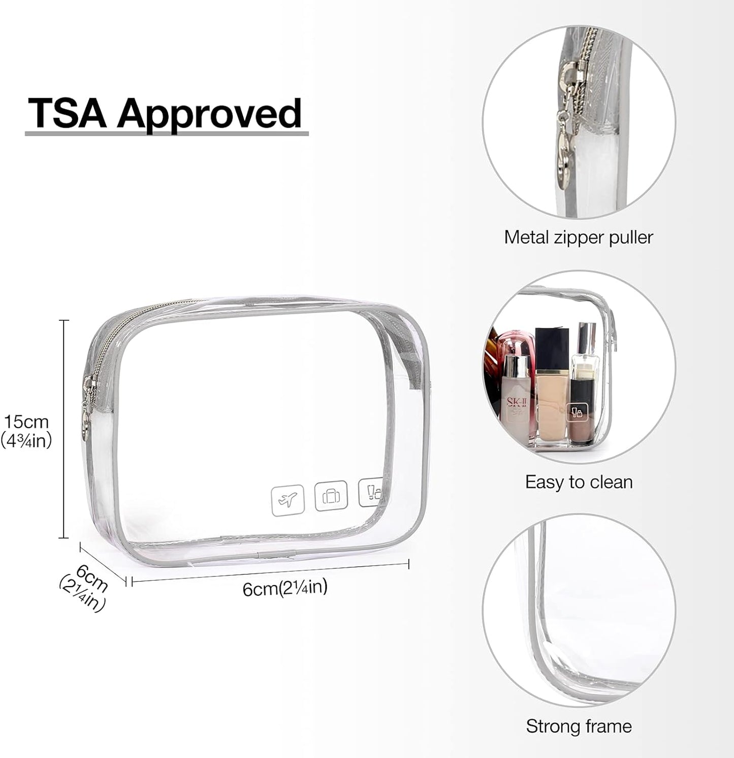 BAGSMART Toiletry Bag Hanging Travel Makeup Organizer with TSA Approved Transparent Cosmetic Bag Makeup Bag for Full Sized Toiletries, Medium-Grey