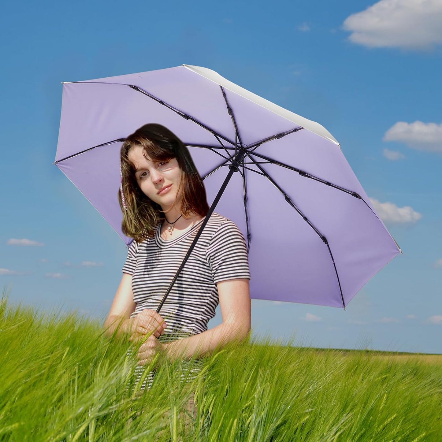 G4Free UPF 50+ UV Protection Large Travel Umbrella 42/46 Inch Auto Open Close Windproof Sun Blocking Umbrella