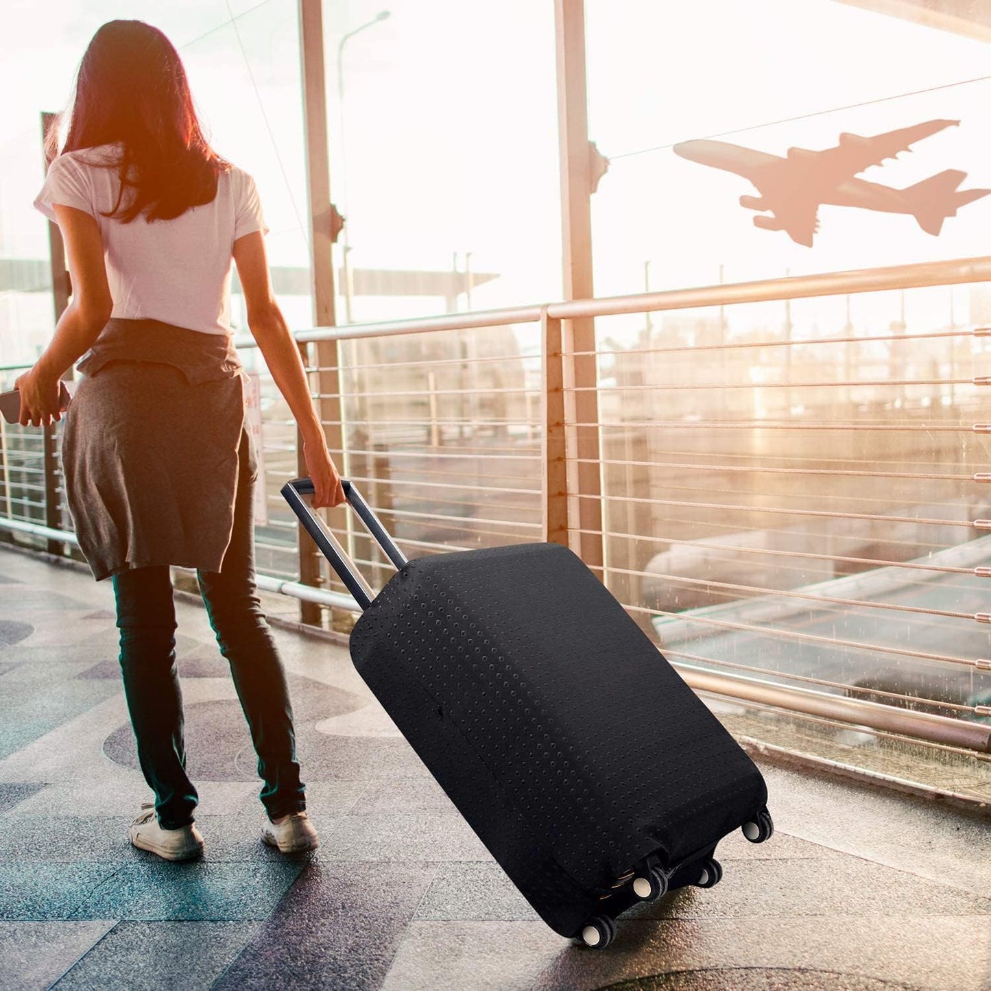 7-mi Travel Luggage Cover Protector, Washable Suitcase Protector Anti-scratch Spandex Baggage Covers Fits 19-21 Inch Luggage