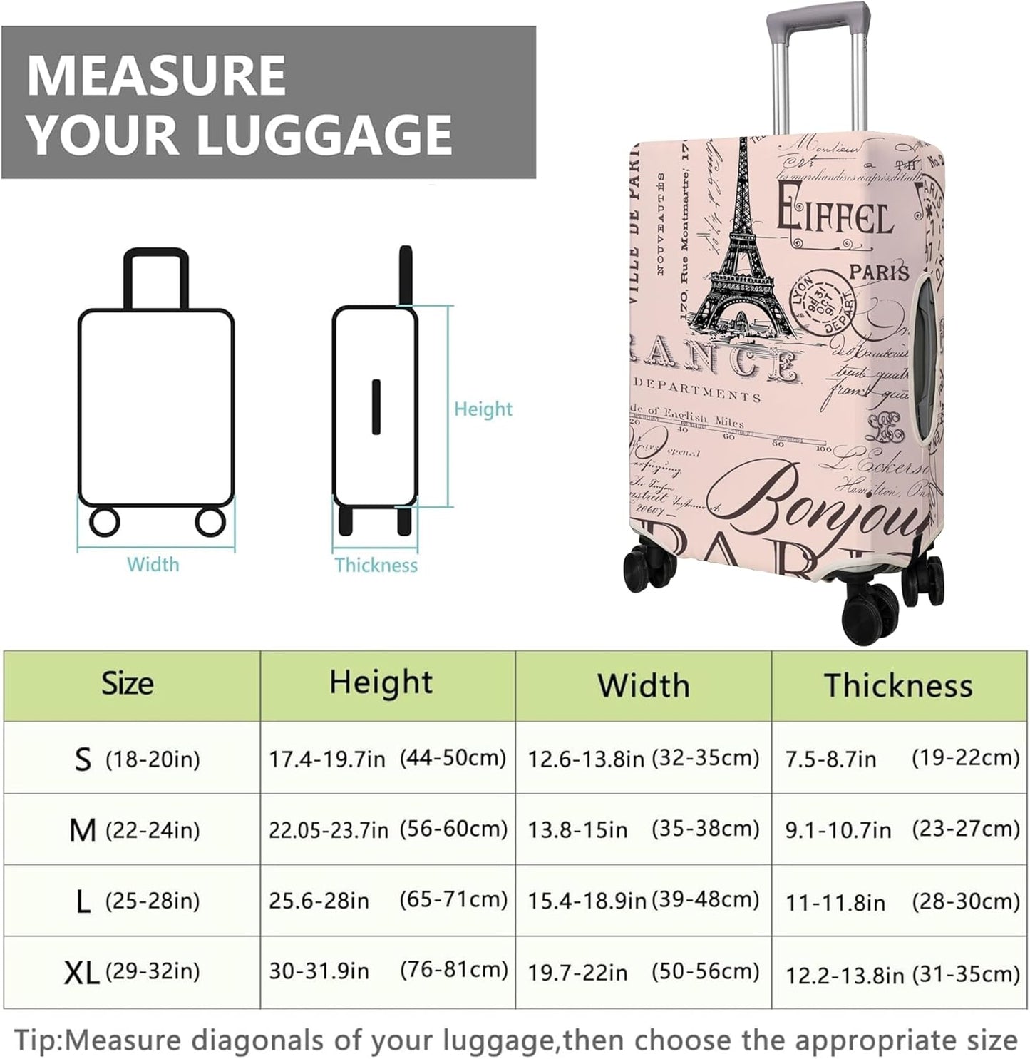 Travel Luggage Cover Suitcase Protector Fits 18-32 Inch Wheel Covers PatternedTravel Related Items Flower Luggage Protector Elastic S