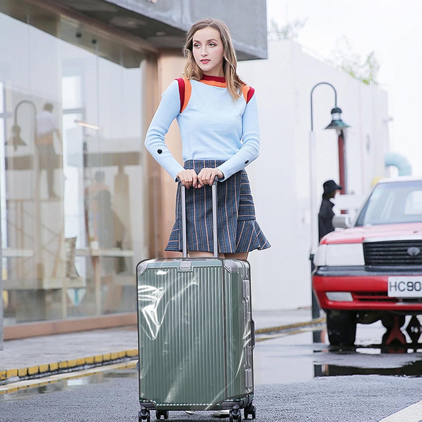 Clear PVC Luggage Cover, Waterproof Dustproof Anti-Scratch Suitcase Protector, Fits Wheeled Suitcases 18" 22" 24" 26" 28" 30" - Thicken Baggage Cover Case(18")