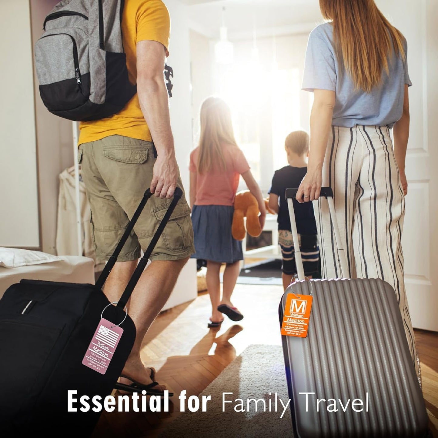 Luggage Tags for Suitcase - Personalized Engraved Purple Metal Tag for Cruise Travel - Custom Name Tags Suitable for Bags and Backpacks