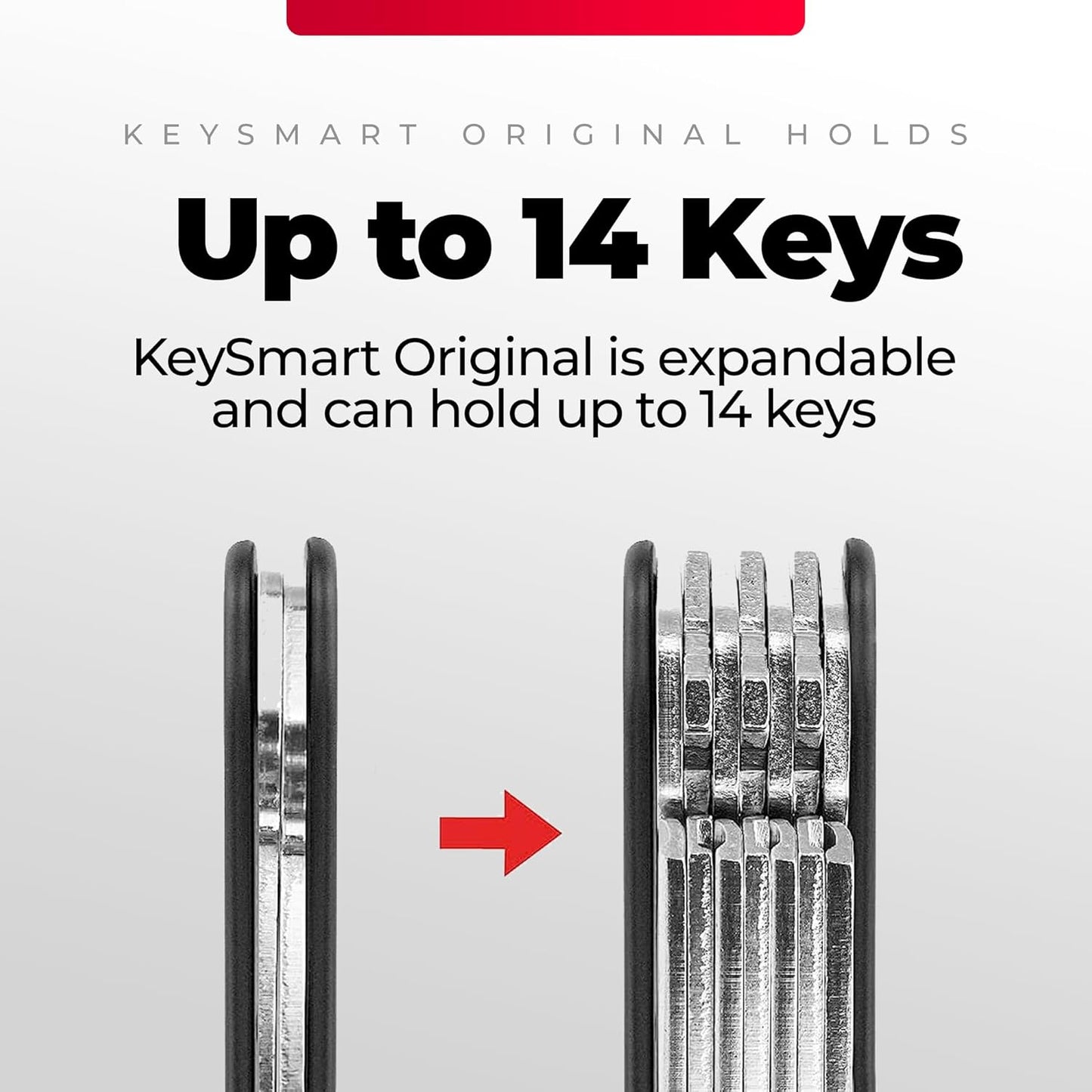 KEYSMART Key Holder for Keychain - Compact Key Organizer for Key Chain, Minimalist Clutter-Free EDC Keychains, Key Ring for Car Fobs Key Chains, Expandable (Up to 8 Keys, Black Flex)