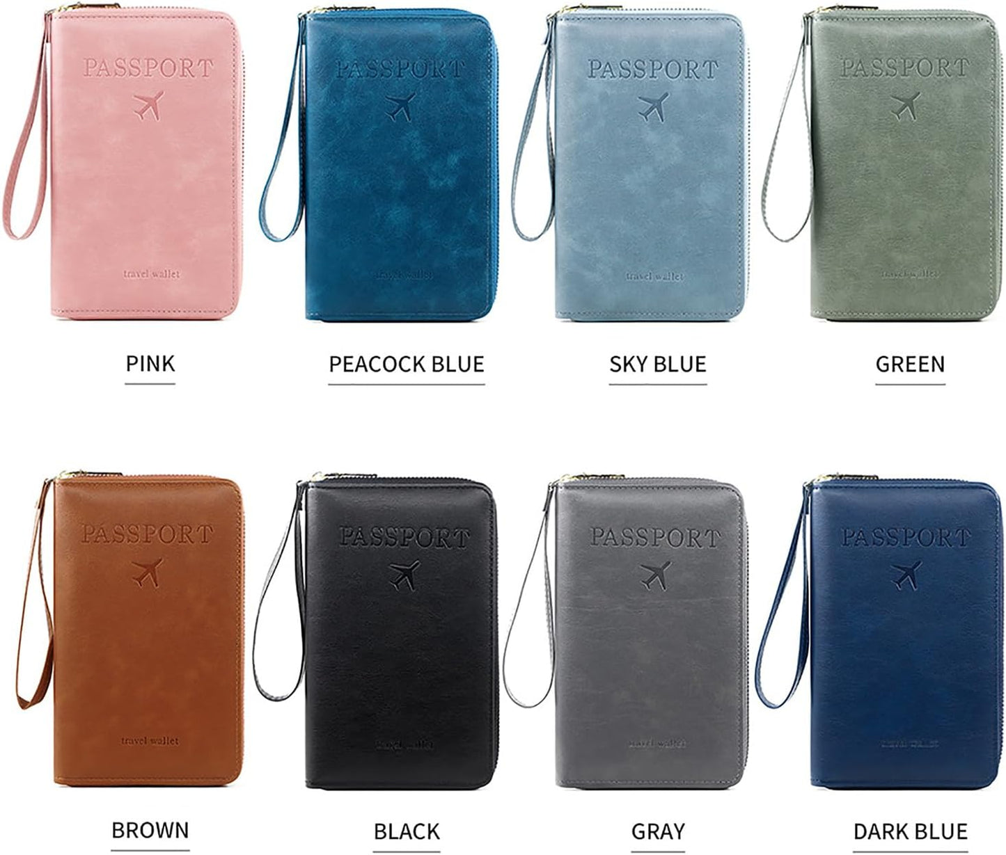 Rowgins Rfid Blocking Passport Holder Wallet, Rowgins Rfid Passport Holder with Zipper, PU Leather PassportHolder for Travel (PEACOCK BLUE)