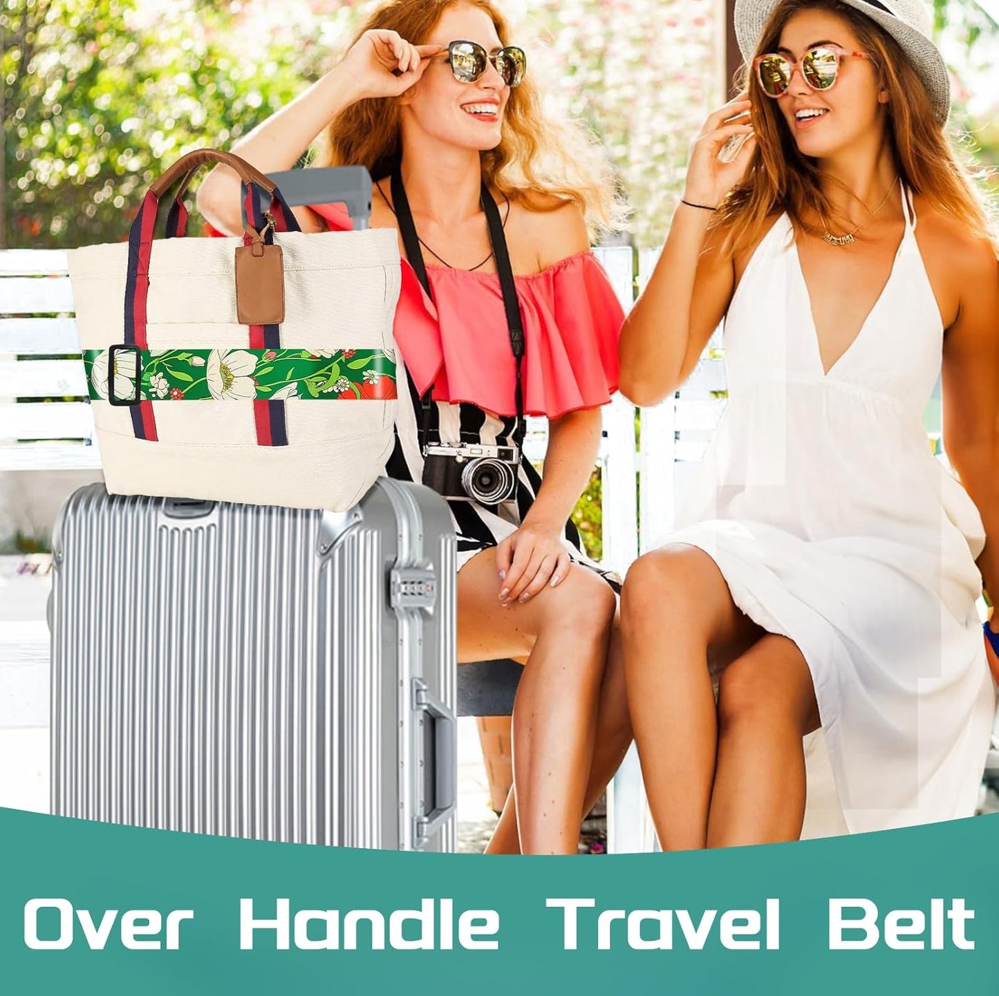 Slohif Luggage Straps for Suitcases Travel Belt Accessories Luggage Connector Identifiers Over Handle with Buckle Unique Nylon Adjustable Strap for Sleeping Bag Car Seat Green(2 Pack)