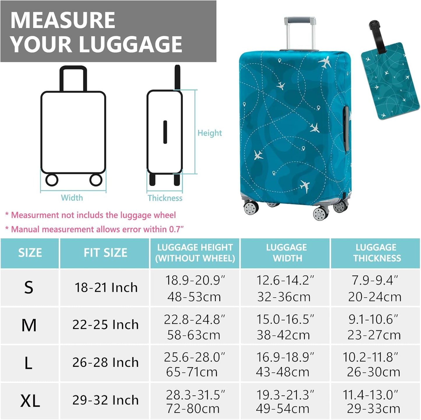 Travelkin Luggage Covers With Tag For Suitcases Tsa Approved,Suitcase Covers Protector Fit 18-32 Inch Luggage XL(29-32inch suitcase)