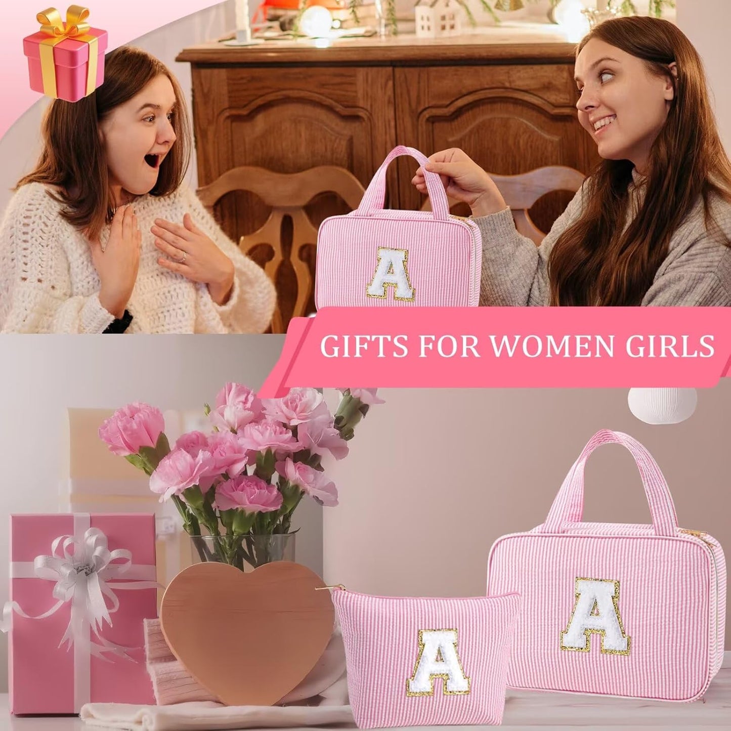 YOOLIFE 13 14 15 16 17 18 19 Year Old Girls Birthday Gifts - Hanging Toiletry Bag, Personalized Gifts for Women Teen Girls Daughter Sister Friends - Letter M, Blue