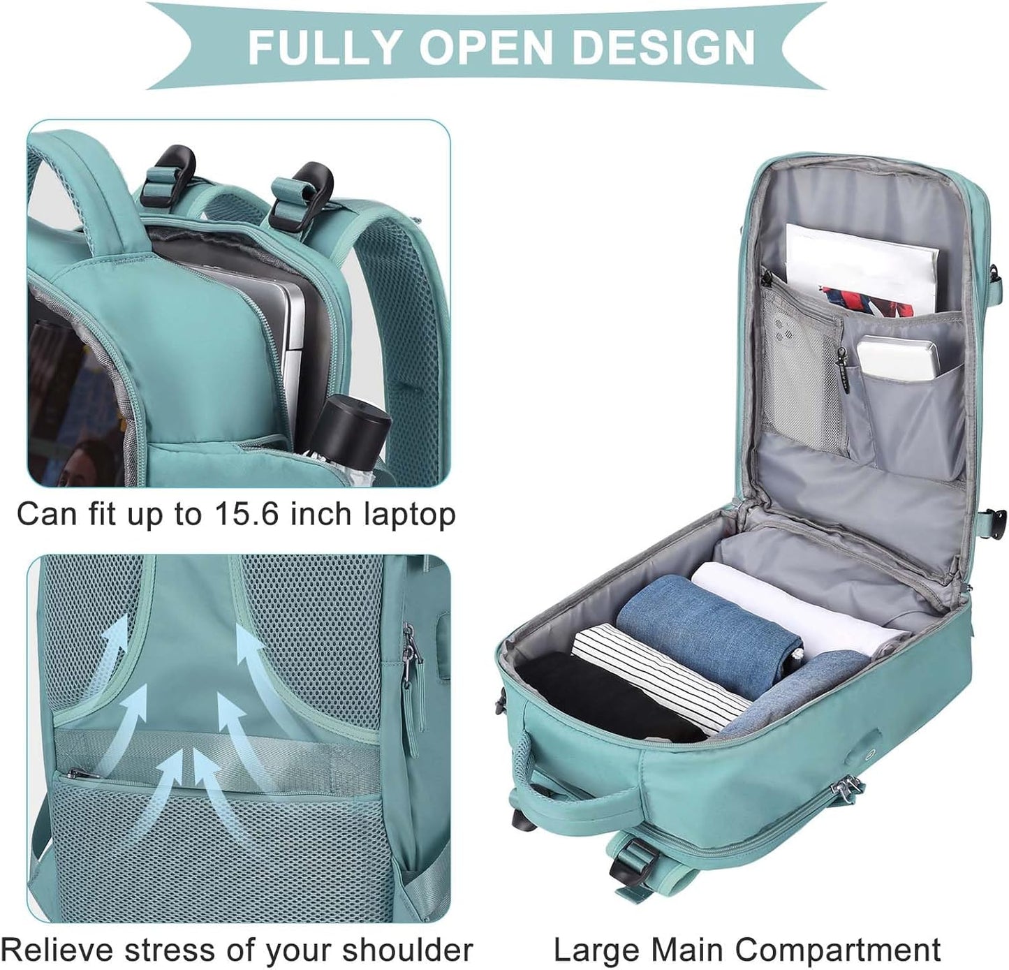 coowoz Travel Backpack For Women Men,Carry On Backpack,Hiking Backpack Waterproof Outdoor Sports Rucksack Casual Daypack Travel Essentials(Blue)
