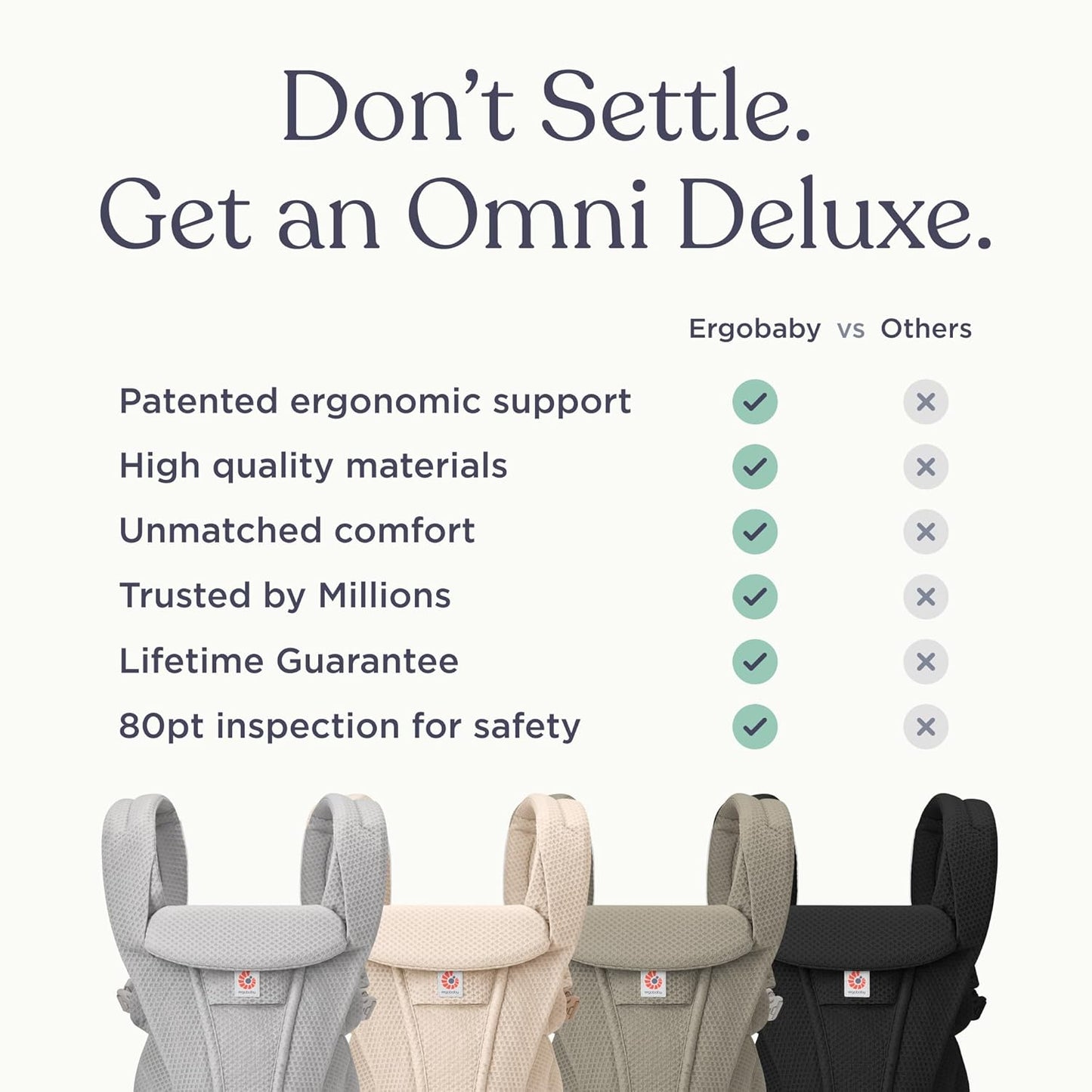 Ergobaby Omni Deluxe Baby Carrier Newborn to Toddler - Breathable Baby Carriers for Summer - All-Position Carrier with Enhanced Lumbar Support & Airflow (7-45 Pounds), Mesh, Onyx Black