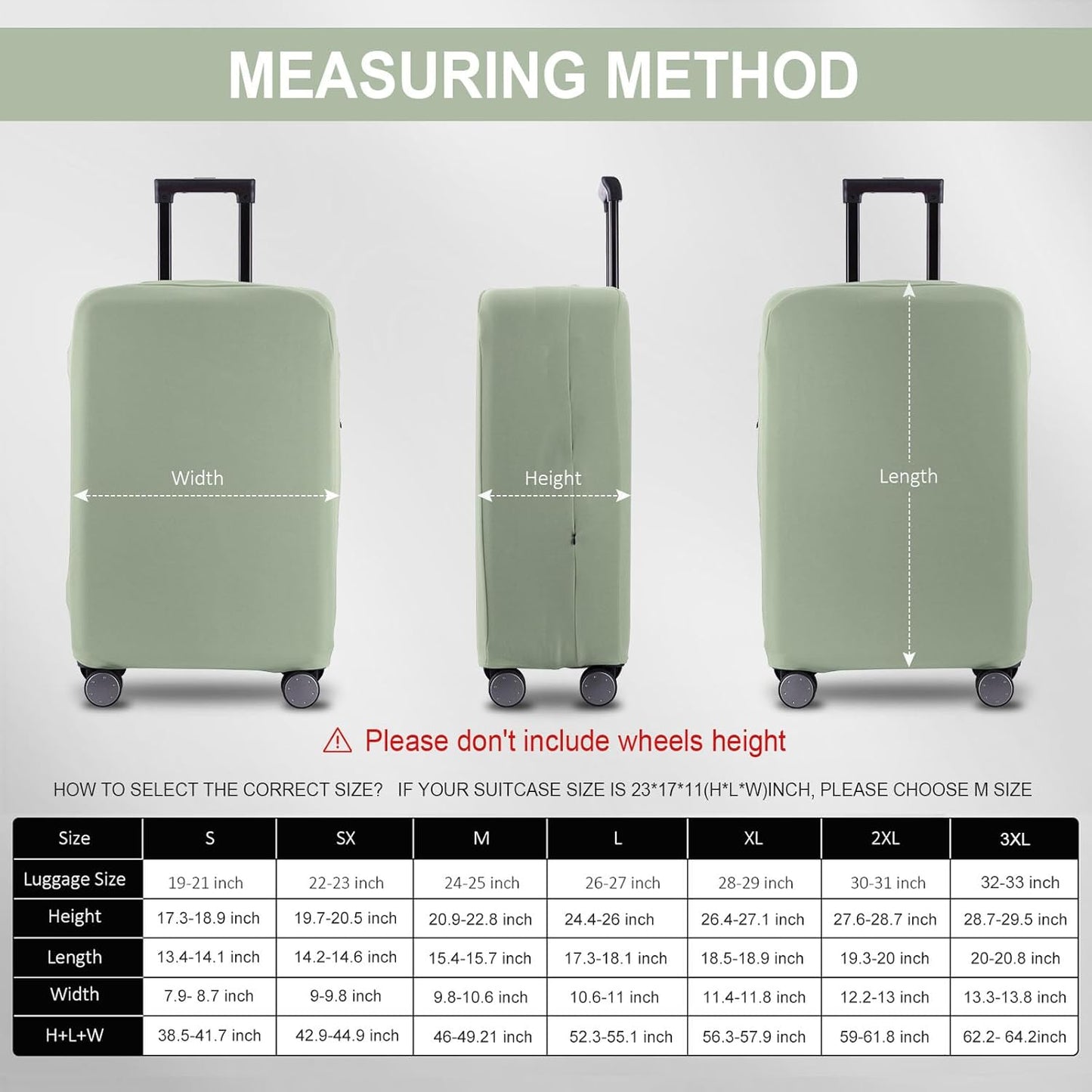 Travel Luggage Cover Suitcase Protector Scratch-Resistant Fit 19-31 Inch Suitcase, Not Included Suitcase (Cyan, S(19-21 inch))
