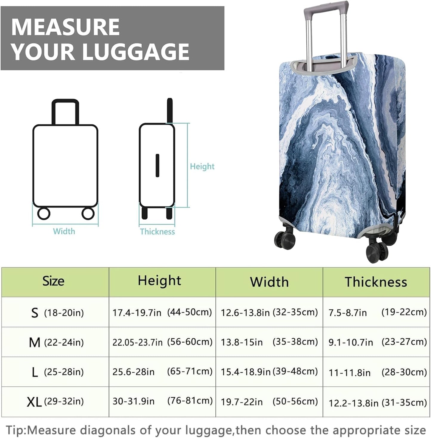 Travel Luggage Cover Suitcase Protector Fits 18-32 Inch Wheel Covers PatternedTravel Related Items Flower Luggage Protector Elastic S