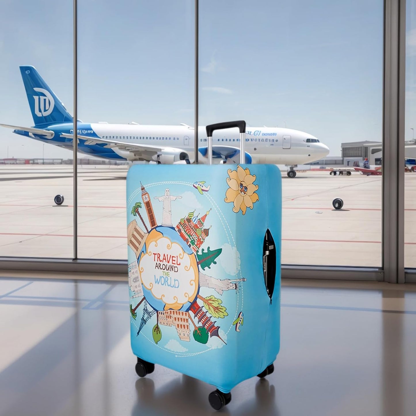 WUJIAONIAO Travel Luggage Cover Baggage Suitcase Cover Protector Skins 18-32 Inch (ocean, L (for 25-28 inch luggage))