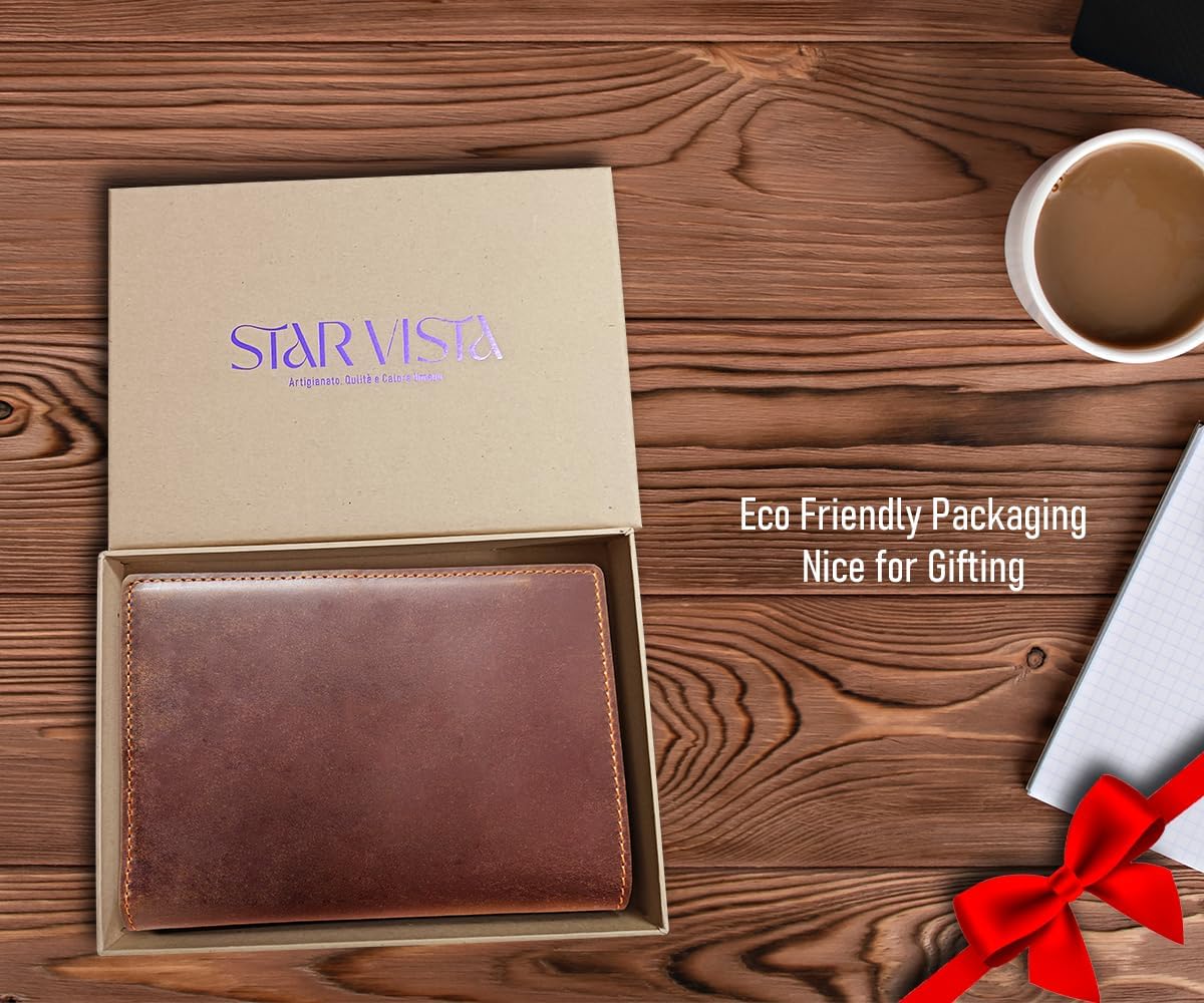 STAR VISTA Albatross Leather Travel Passport Holder, Minimalist Design, Full Grain Leather Case for Men and Women - Slim Passport Wallet, Bifold, RFID Blocking