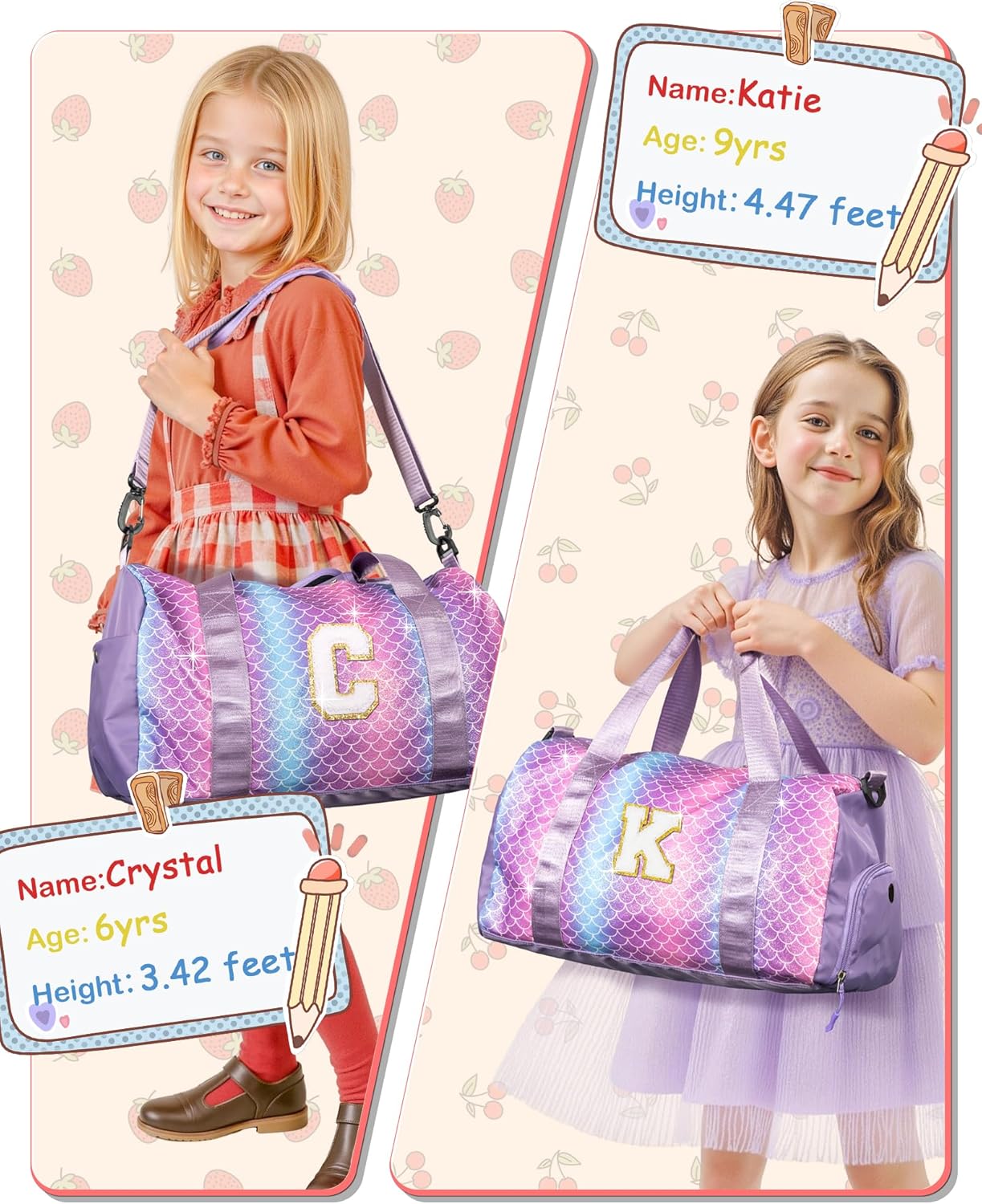 Easter Gifts for Teens Girls-Girl Gym Bag with Shoe Compartment, Kid Personalized Weekender Overnight Bags, Initial Travel Tote with Makeup Pouch, Gift for 3 4 5 6 7 Year Old Kids (Letter T)