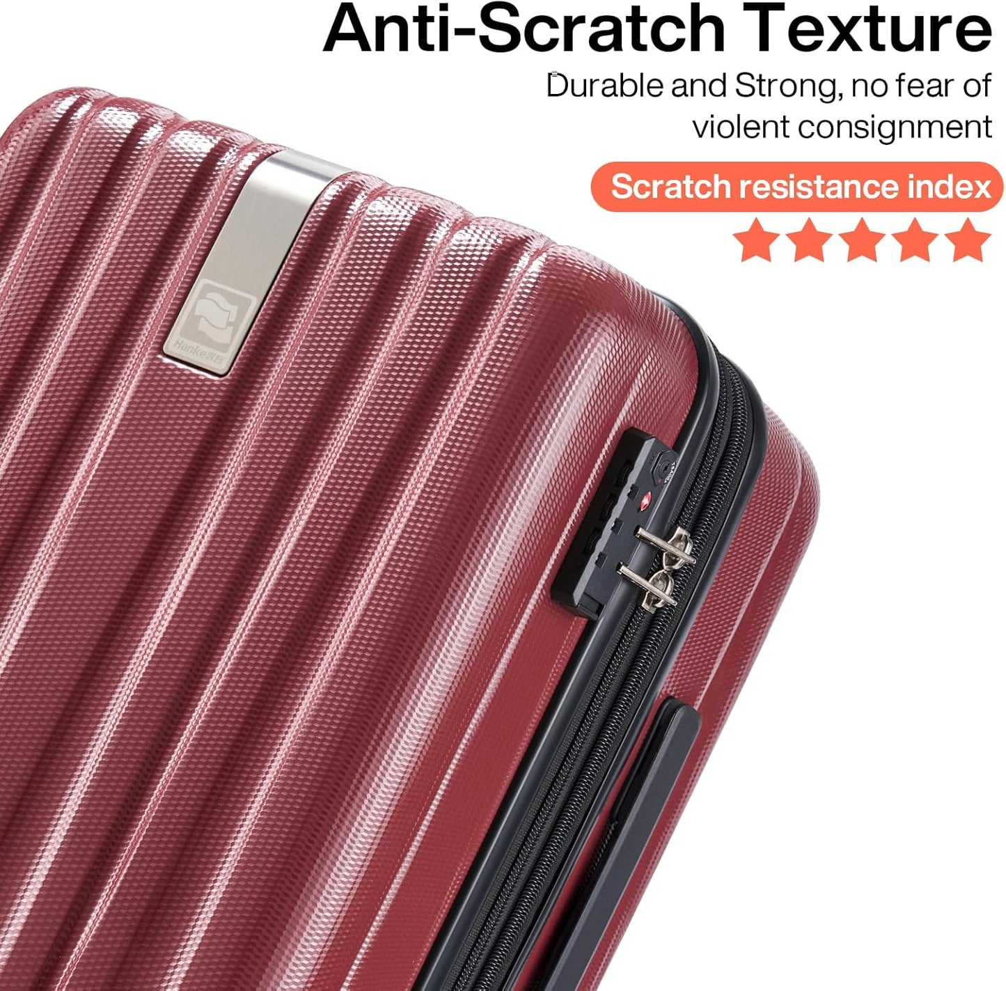Hanke 29 Inch Luggage Suitcases With Spinner Wheels Lightweight PC hardside Rolling Suitcase With Travel Lock, Checked-Large 29-Inch Christmas Gifts for Birthday (Burgundy)