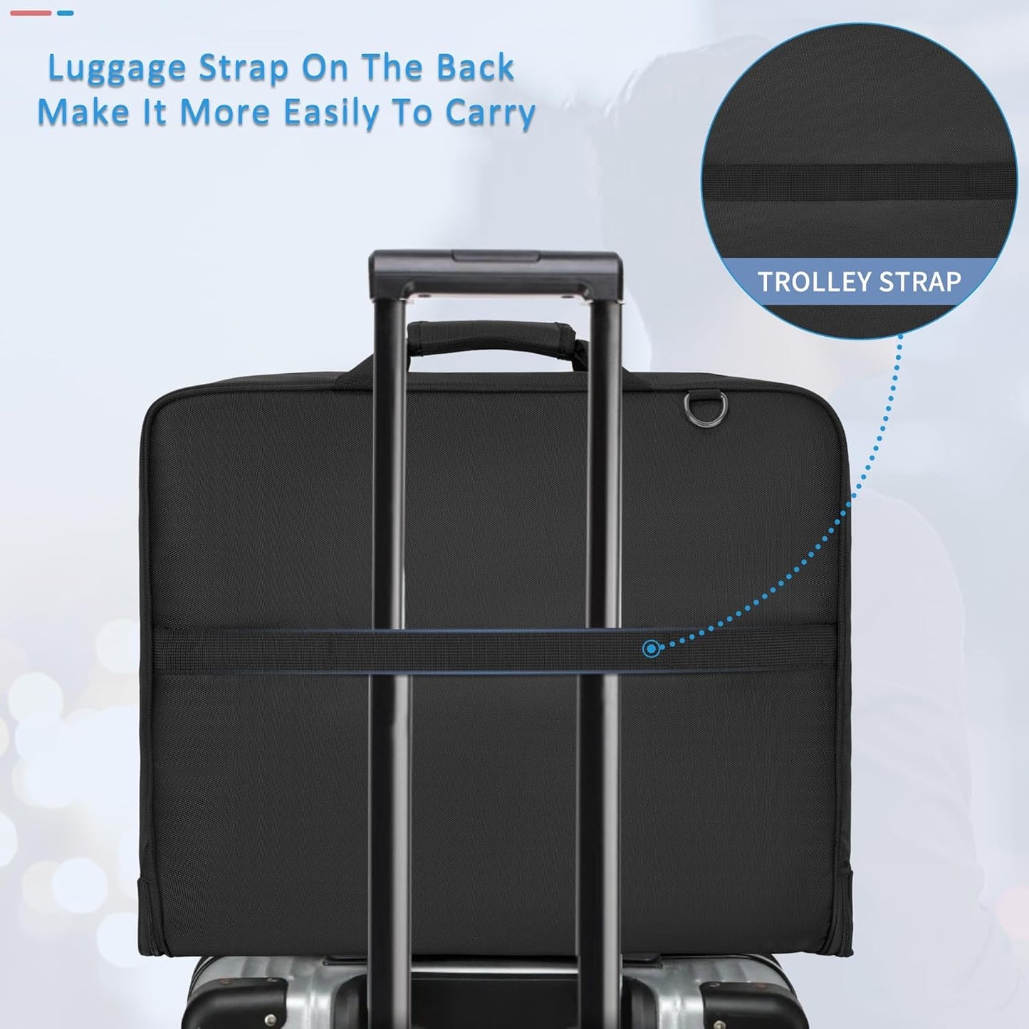 AKOZLIN Travel Luggage Garment Bag Foldable Hanging Suit Bag with Shoulder Strap For Men Women Business Black
