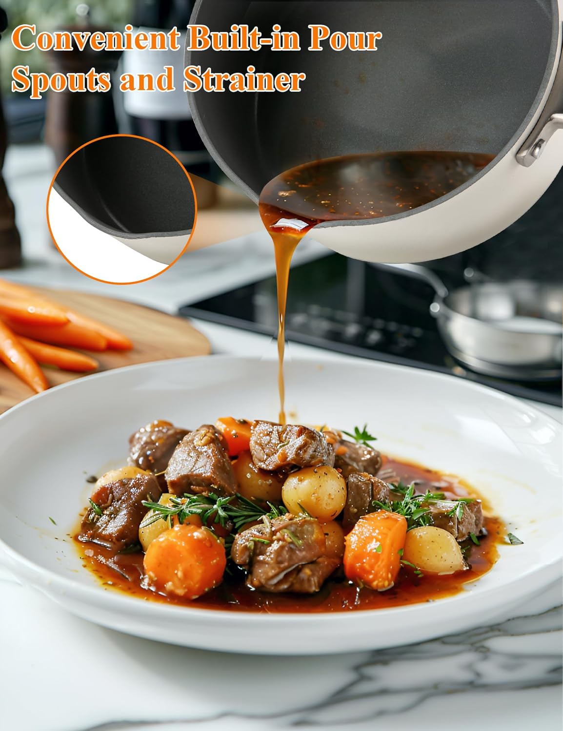 ChefRobot Nonstick Ceramic Cookware Set Healthy Pots And Pans Set Induction Kitchen Cookware sets Non Toxic Pots And Pan Set,PFOA & PTFE Free (18 pcs)