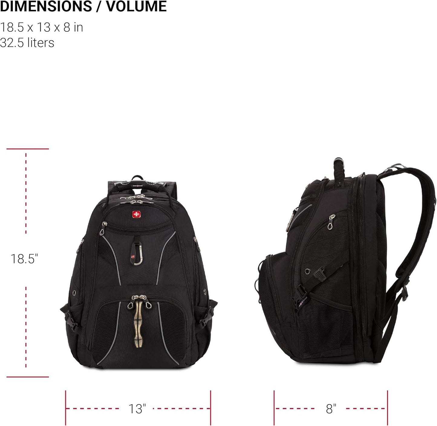 SwissGear 1923 Scansmart Backpack, Black/Silver, 17-Inch