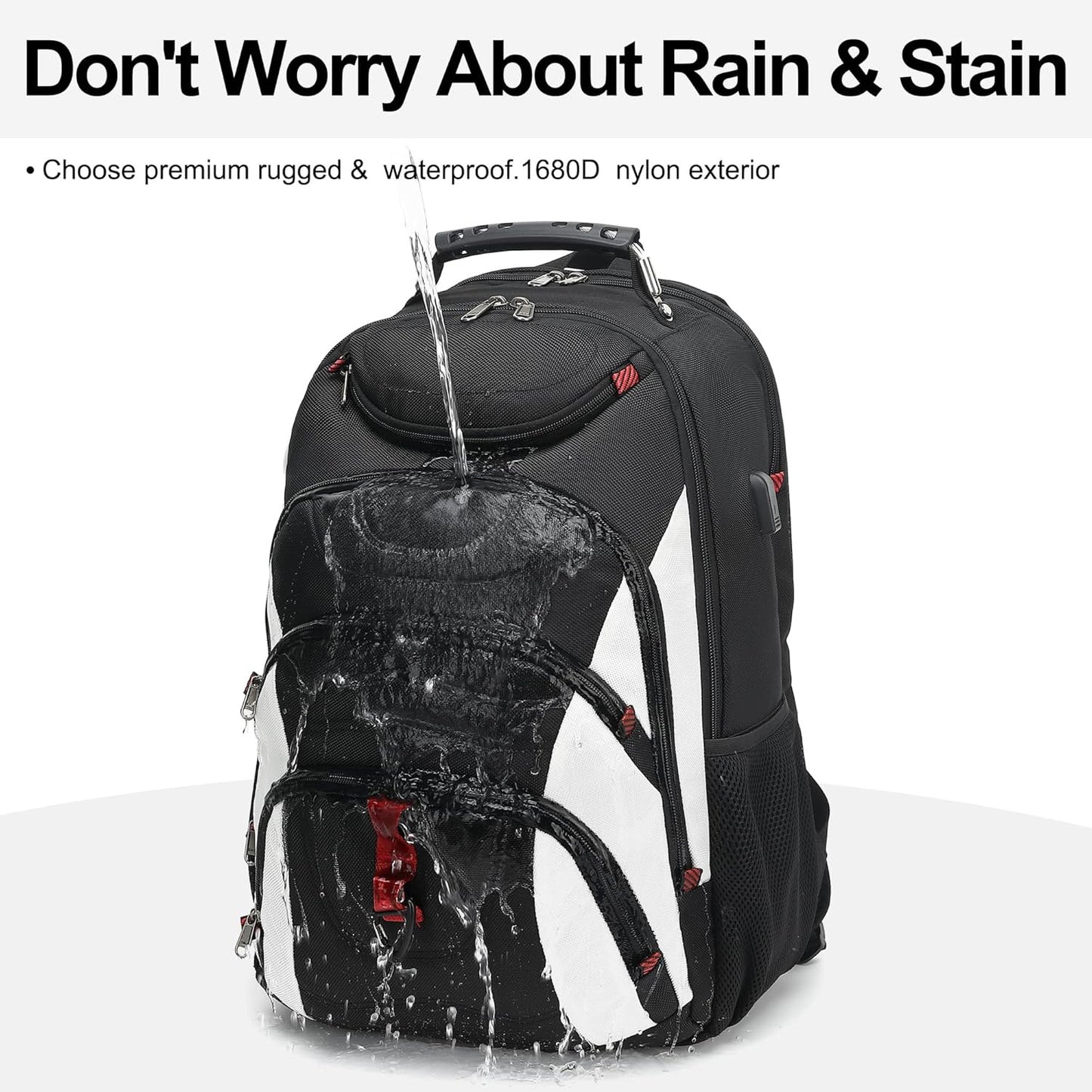 Boavan Laptop Backpack for men, 17.3 inch Laptop Bag with USB Port, Waterproof Travel Work Backpack Purse, Anti-Theft Teacher Nurse Doctor Casual Bookbags Office Business backpack,White