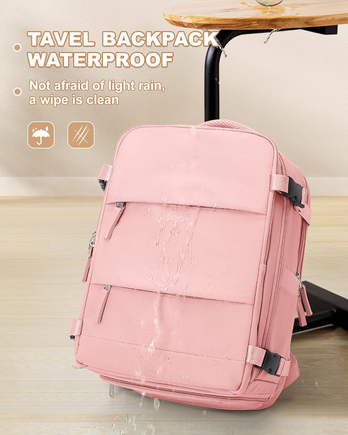 coowoz Large Travel Backpack Carry On for Women Man Gym Backpacks with Laptop Compartment Mochila de Viaje Teacher Personal Item Backpack Rucksack Airplane Accessories Must Haves Pink