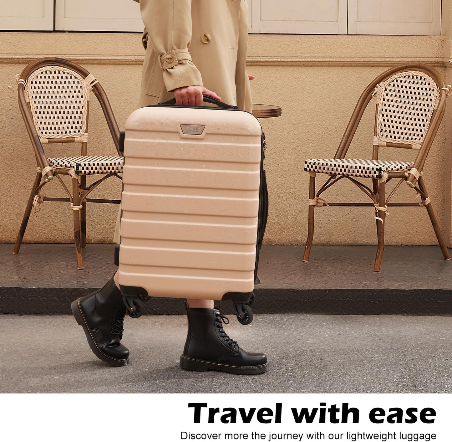 Coolife 3-Piece Lightweight Hardside Spinner Luggage Set with TSA Lock