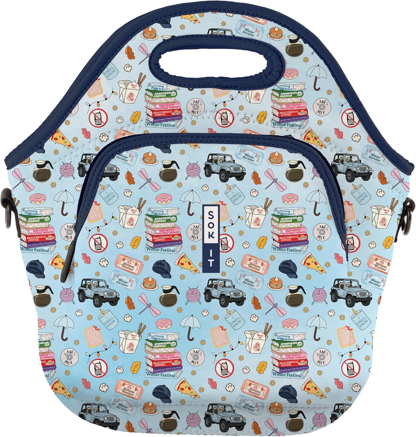 Sok It LunchTote Zippered Bag Insulated Neoprene Caddy (Fast Talker, X-Large 6.5 Quart Lunch Tote)