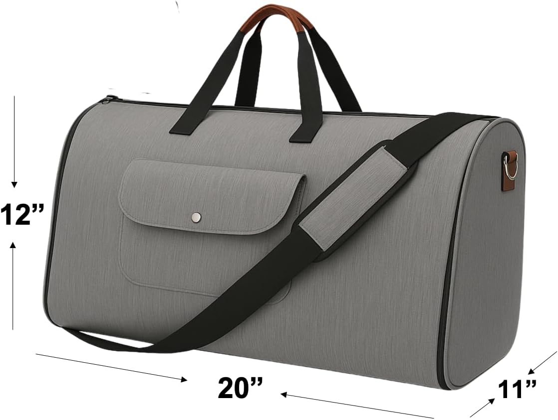 Convertible Garment Bag for Travel – 2 in 1 Carry On Duffel Suit Bag with Shoulder Strap – Hanging Weekender Suitcase for Men & Women, Ideal for Business & Overnight Trips