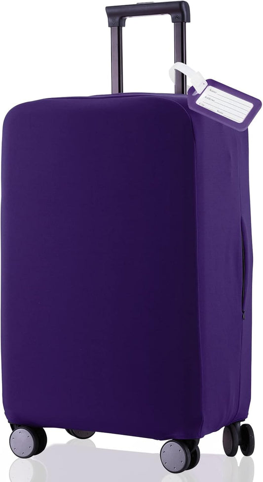 Travel Luggage Cover Suitcase Protector Scratch-Resistant Fit 19-31 Inch Suitcase, Not Included Suitcase (Purple, 2XL(30-31 inch))