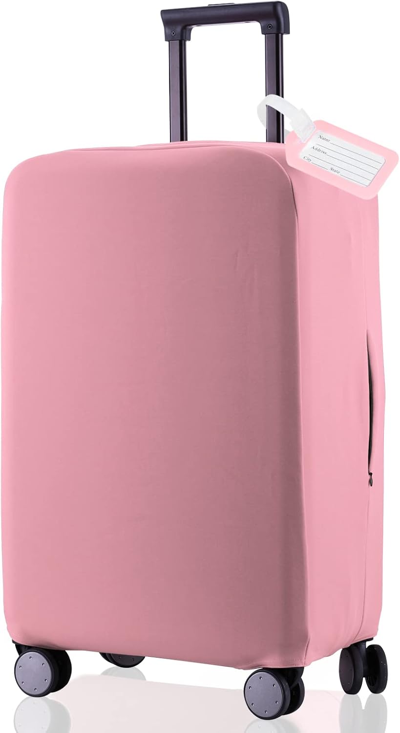 Travel Luggage Cover Suitcase Protector Scratch-Resistant Fit 19-31 Inch Suitcase, Not Included Suitcase (Pink, S(19-21 inch))