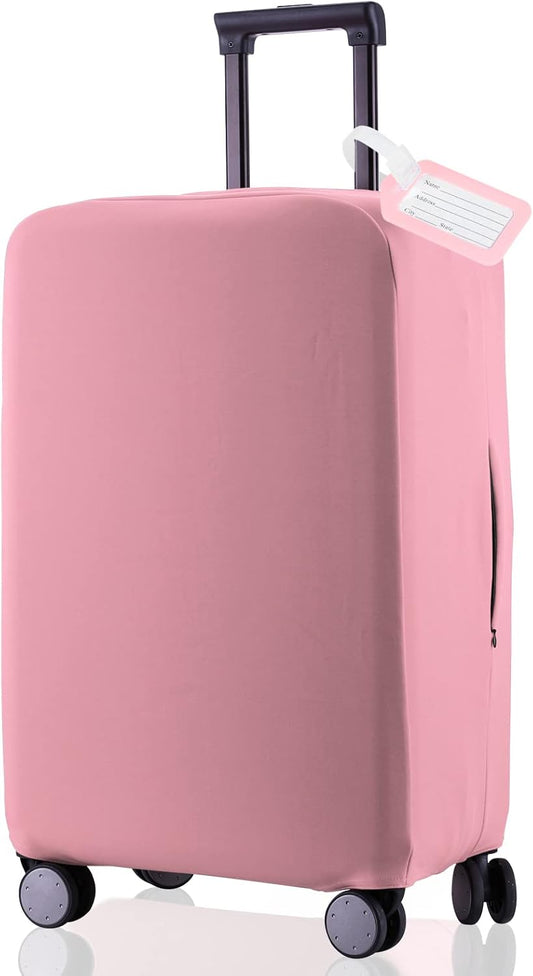Travel Luggage Cover Suitcase Protector Scratch-Resistant Fit 19-31 Inch Suitcase, Not Included Suitcase (Pink, S(19-21 inch))