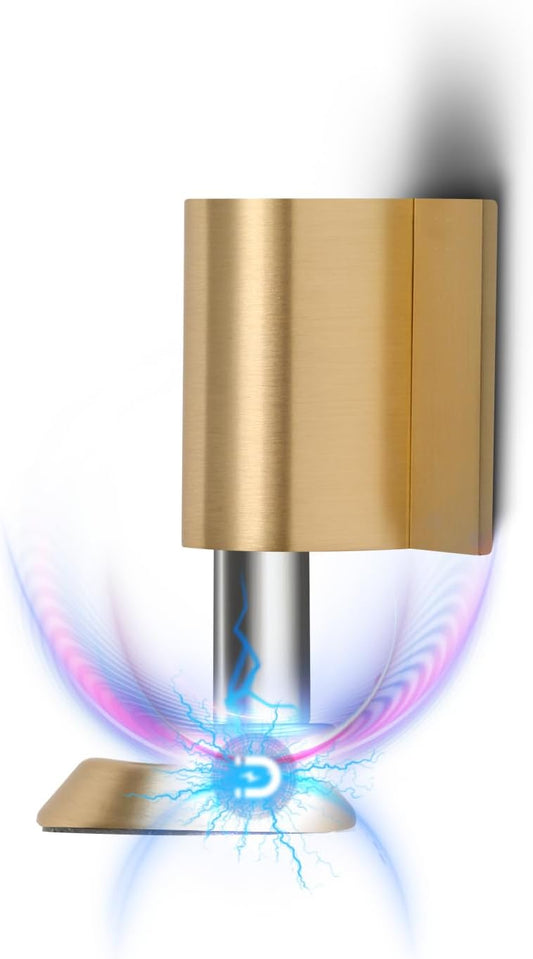 3 Pack Magnetic Door Stoppers Retractable Bottom of Door Holder No Drilling Mount Floor Door Stop with Screws and Adhesive Catch Door Keep Door Open Brushed Gold BG-3