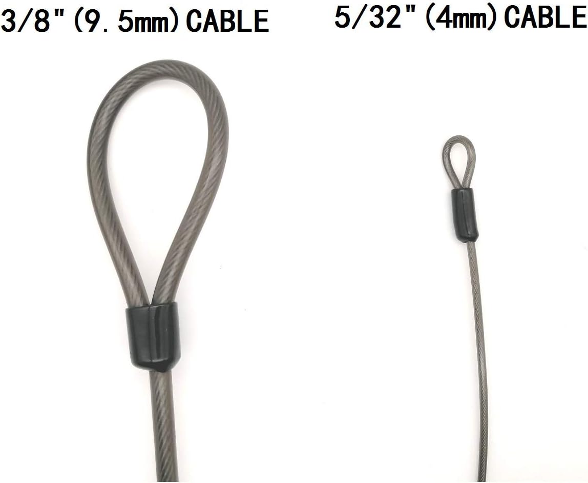 4mm Thick（5/32"） 7FT,15FT,30FT Braided Steel Coated Thin Security Cable Anti-Lost Steel Cable Luggage Lock Safety Cable Wire Double Loop (30FT)