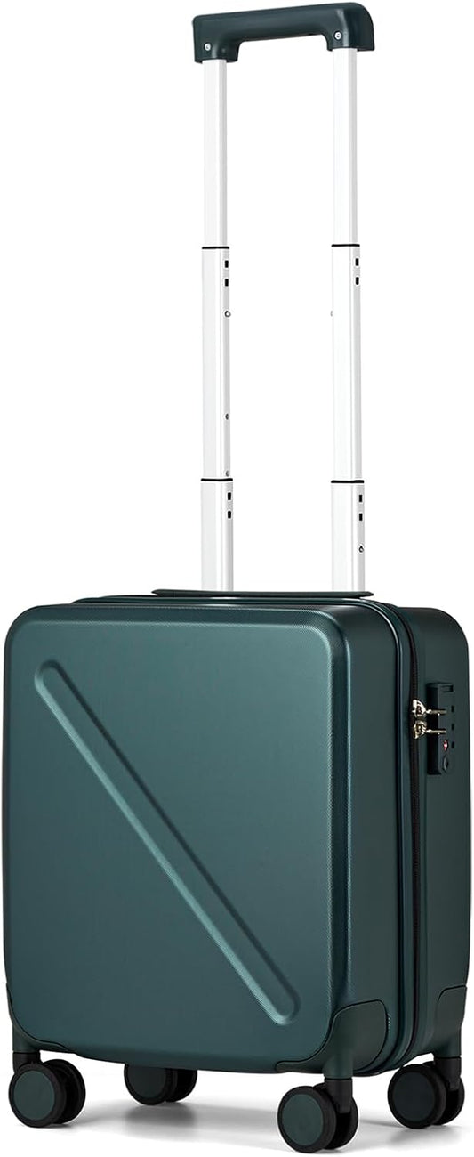MILADA 16 Inch Underseat Carry On Luggage With Wheels Underseat Carry On Bag Small Suitcase Personal Item Hard Shell Suitcases Mini TSA Approved Carry On Luggage, Blackish Green