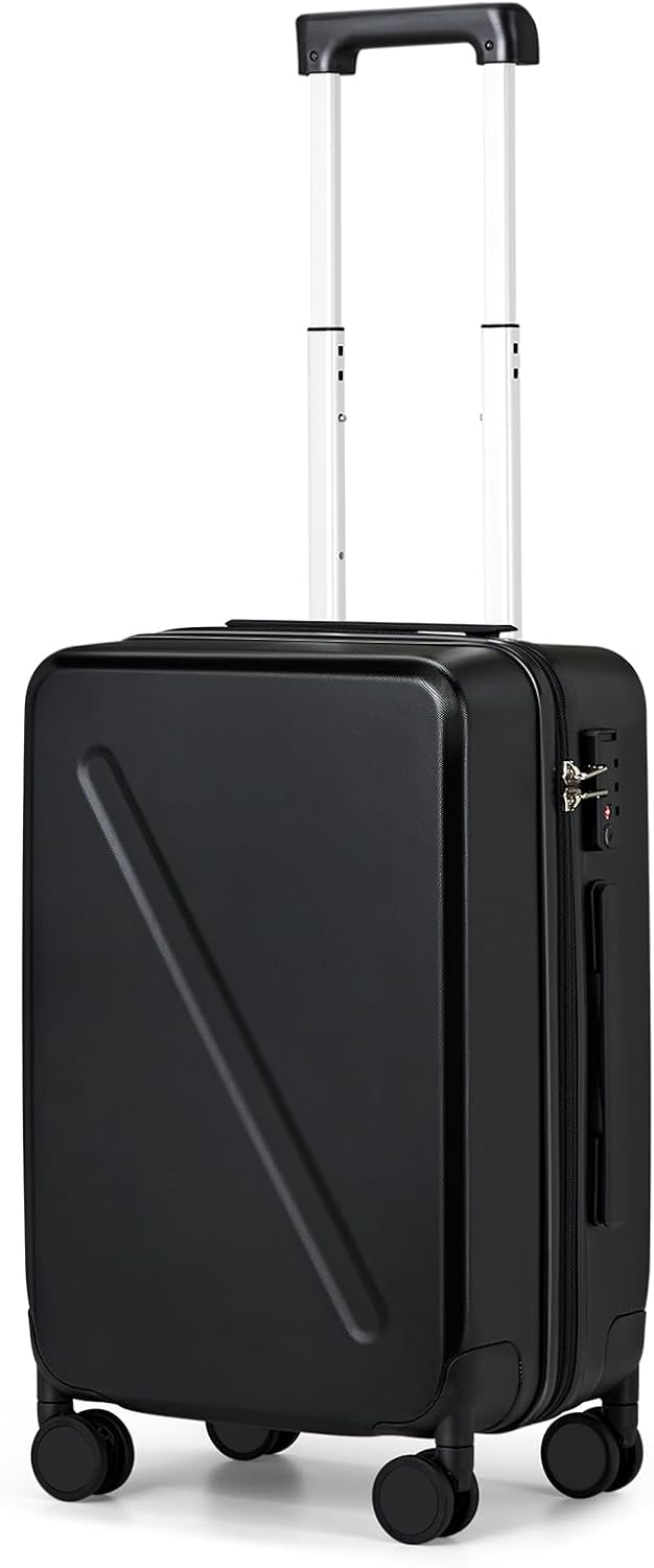 MILADA 20 Inch Carry On Luggage 22x14x9 Airline Approved with Wheels Lightweight HardShell Suitcases Bag Rolling Luggage for Travel, Black