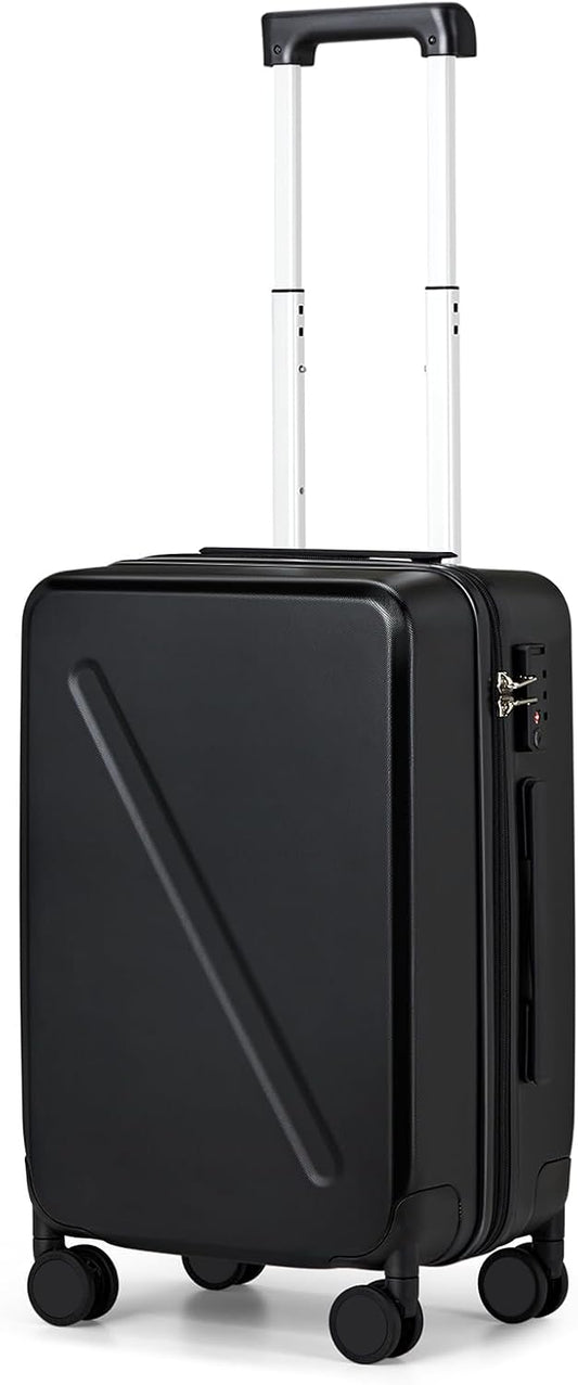 MILADA 20 Inch Carry On Luggage 22x14x9 Airline Approved with Wheels Lightweight HardShell Suitcases Bag Rolling Luggage for Travel, Black