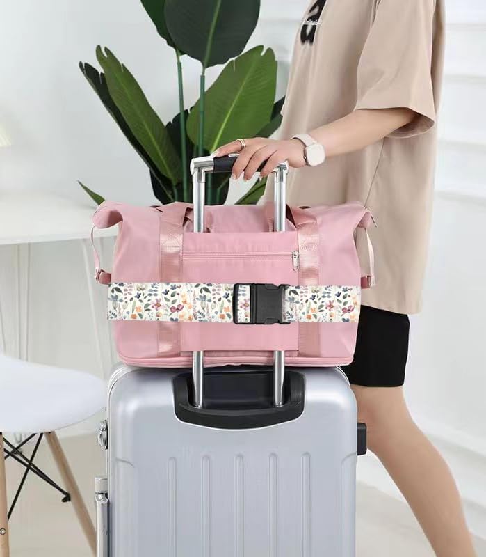 Luggage Straps for Suitcases Travel Belt Accessories, Cute Suitcase Strap, Adjustable Luggage Belt Strap, Heavy Duty with Quick-Release Buckle Luggage Strap Colorful Boho Leaf