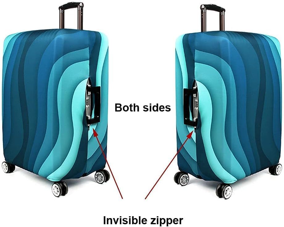 MosaiRudo Thicker Luggage Cover Elastic Suitcase Cover Protector Fits 18-32 Inch Suitcase Travel Accessories (Green Ripple, S)