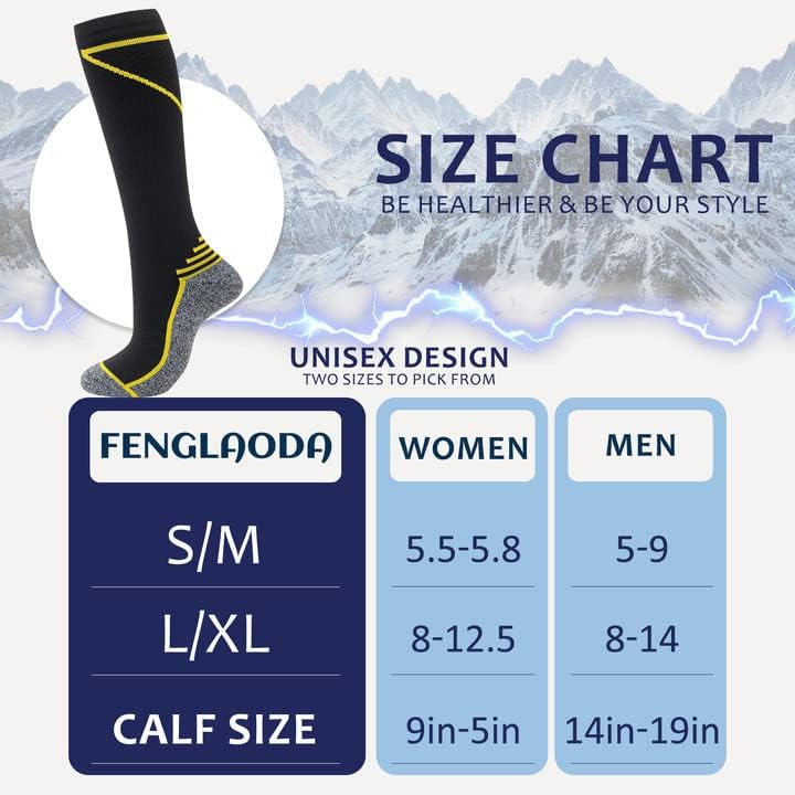 fenglaoda 8 Pairs Compression Socks for Men & Women 20-30 mmHg Knee High Nurse Pregnant Running Medical and Travel Athletic