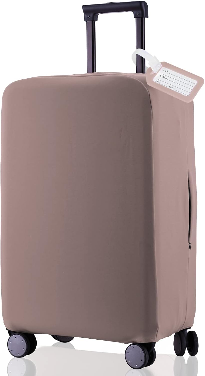 Travel Luggage Cover Suitcase Protector Scratch-Resistant Fit 19-31 Inch Suitcase, Not Included Suitcase (Khaki, S(19-21 inch))