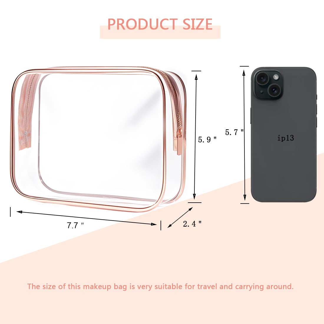 Clear Toiletry Bag, 3 Packs TSA Approved Water resistant Travel Organizer, Airport Airline Travel Essential Carry On Makeup Cosmetic Bags for Women, White - 3 packs