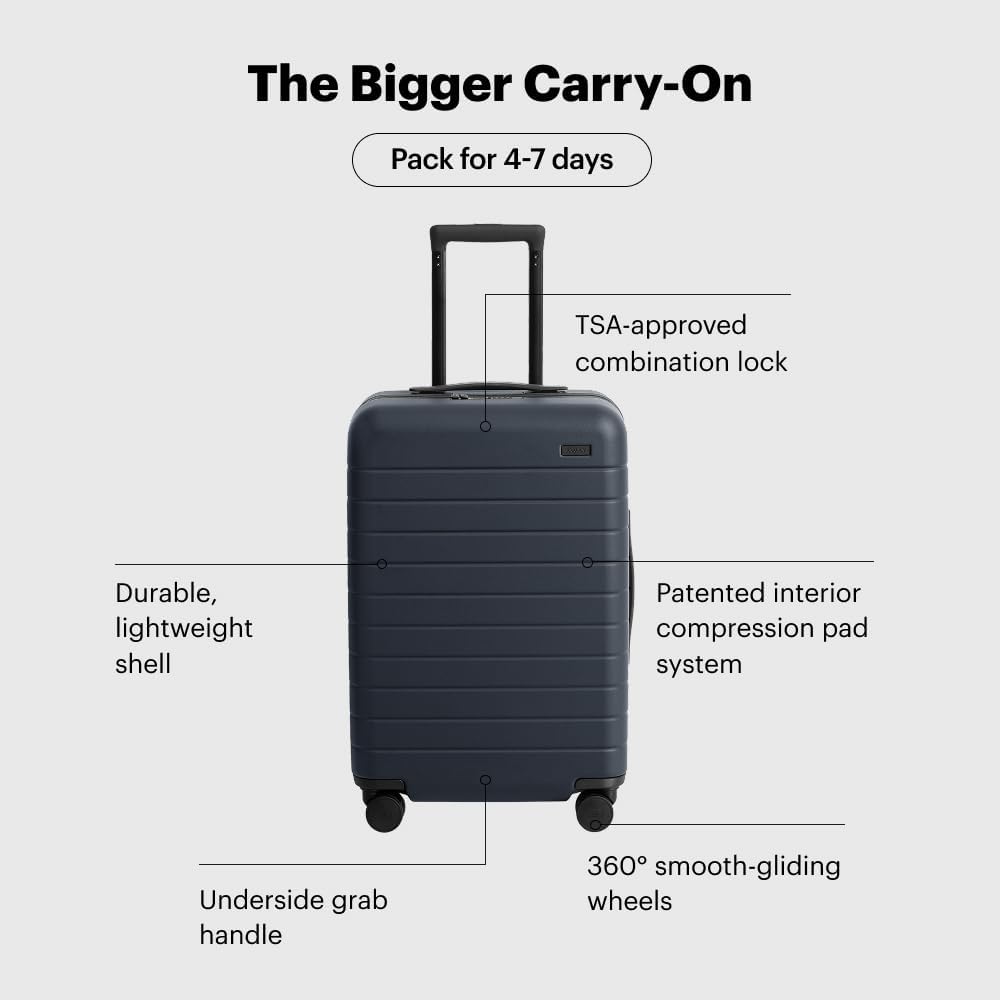 Away Bigger Carry-On Luggage, Lightweight Hardside Large Suitcase with Spinner Wheels, TSA Lock, Airline Approved, Cloud Gray
