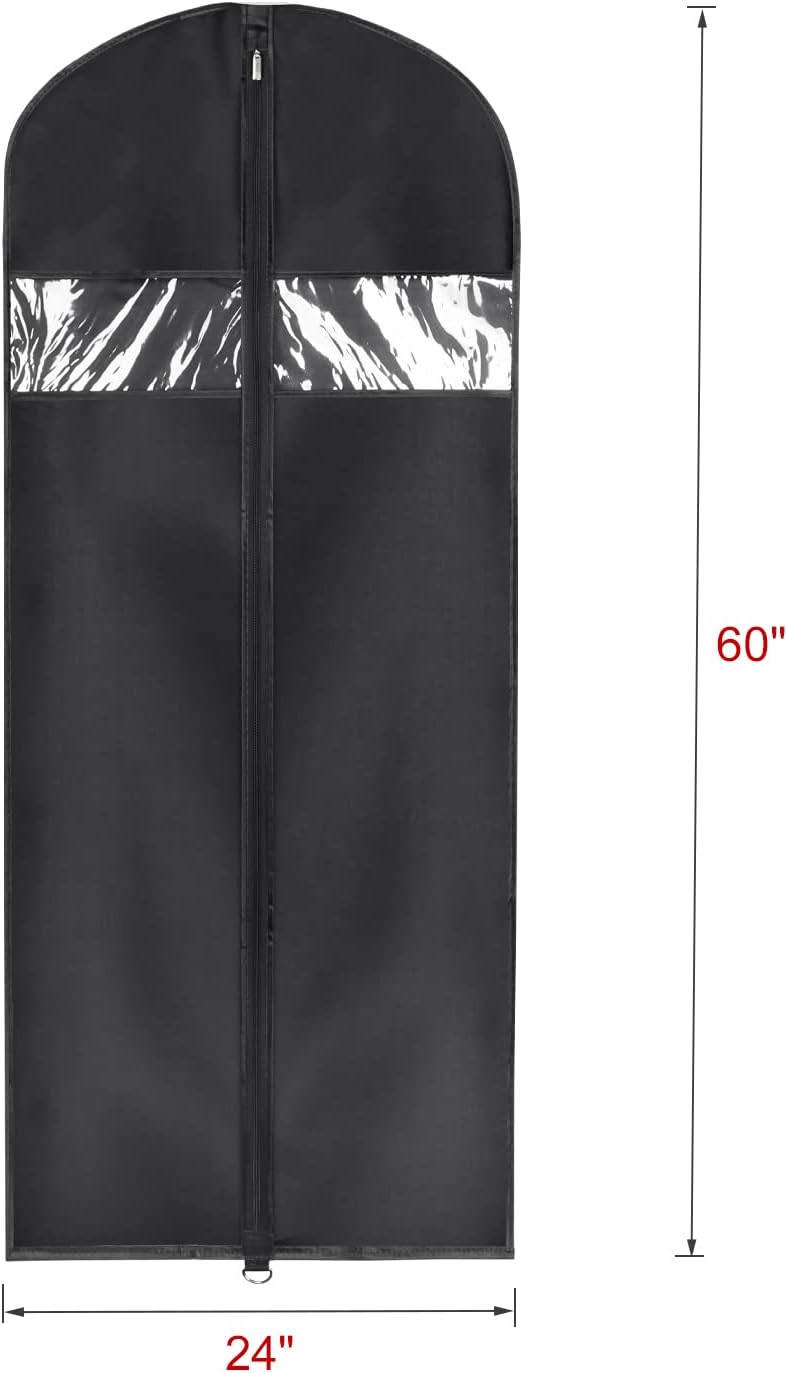 Univivi Garment Bag Suit Bag for Storage and Travel 60 inches, Lightweight Study Full Zipper Washable Suit Cover for Dresses, Suits, Coats, Set of 5