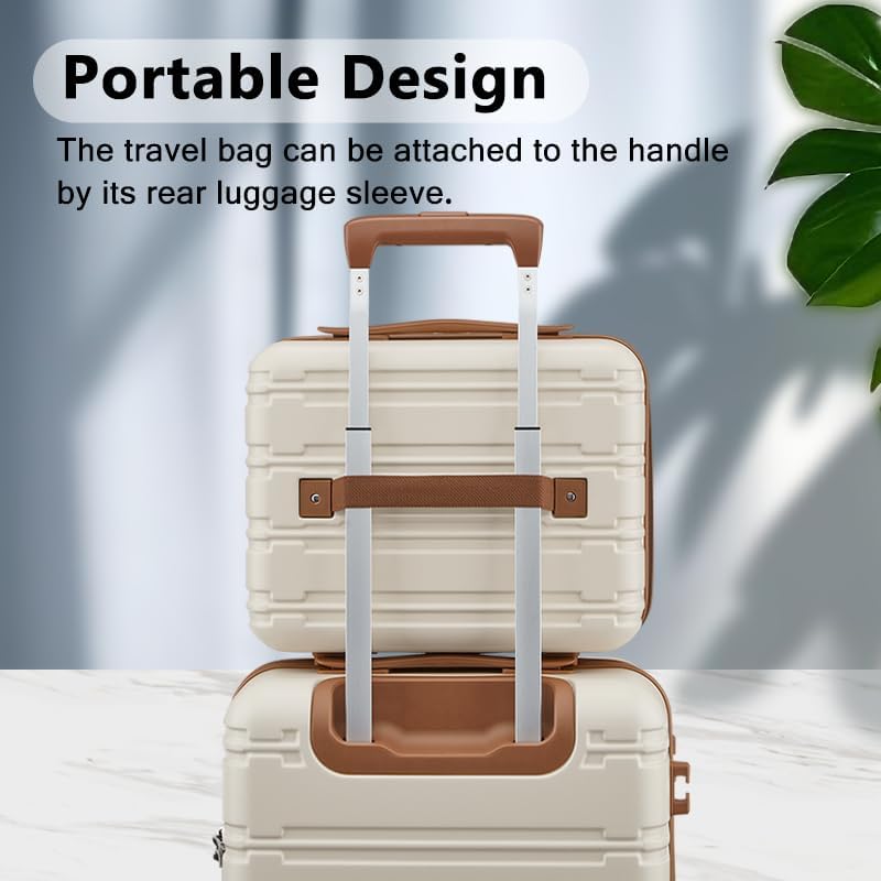 Luggage Sets, Suitcase with Spinner Wheels, PC+ABS Hardshell Travel Luggage Set with TSA Locks,Lightweight Rolling Luggage，Carry on suitcase with YKK Zippers (Beige)